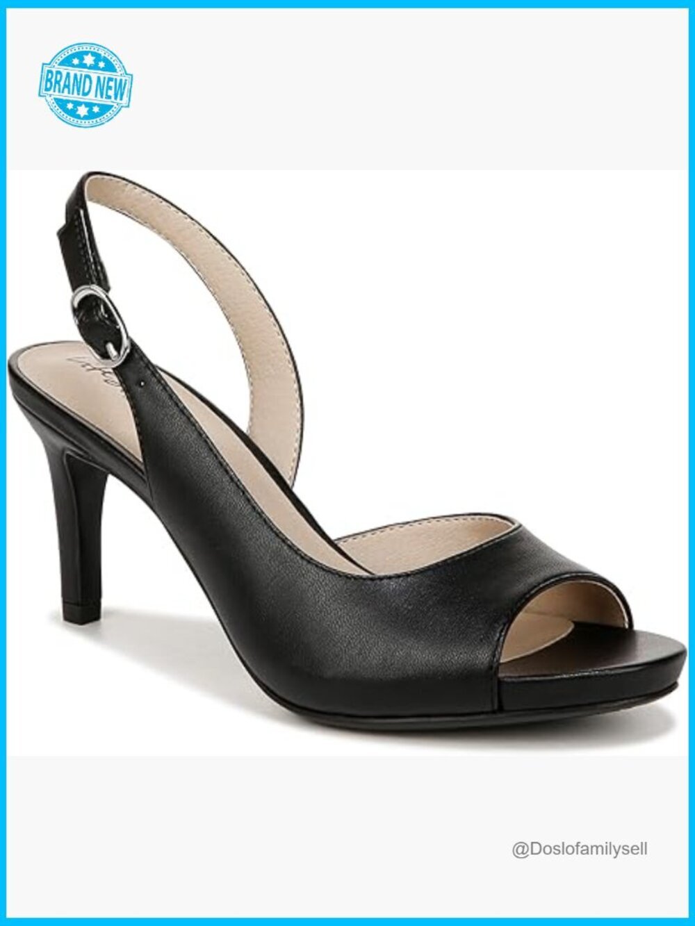 Slingback Pumps with Stiletto Heel Comfort Sole Open Toe Buckle Strap Dressy